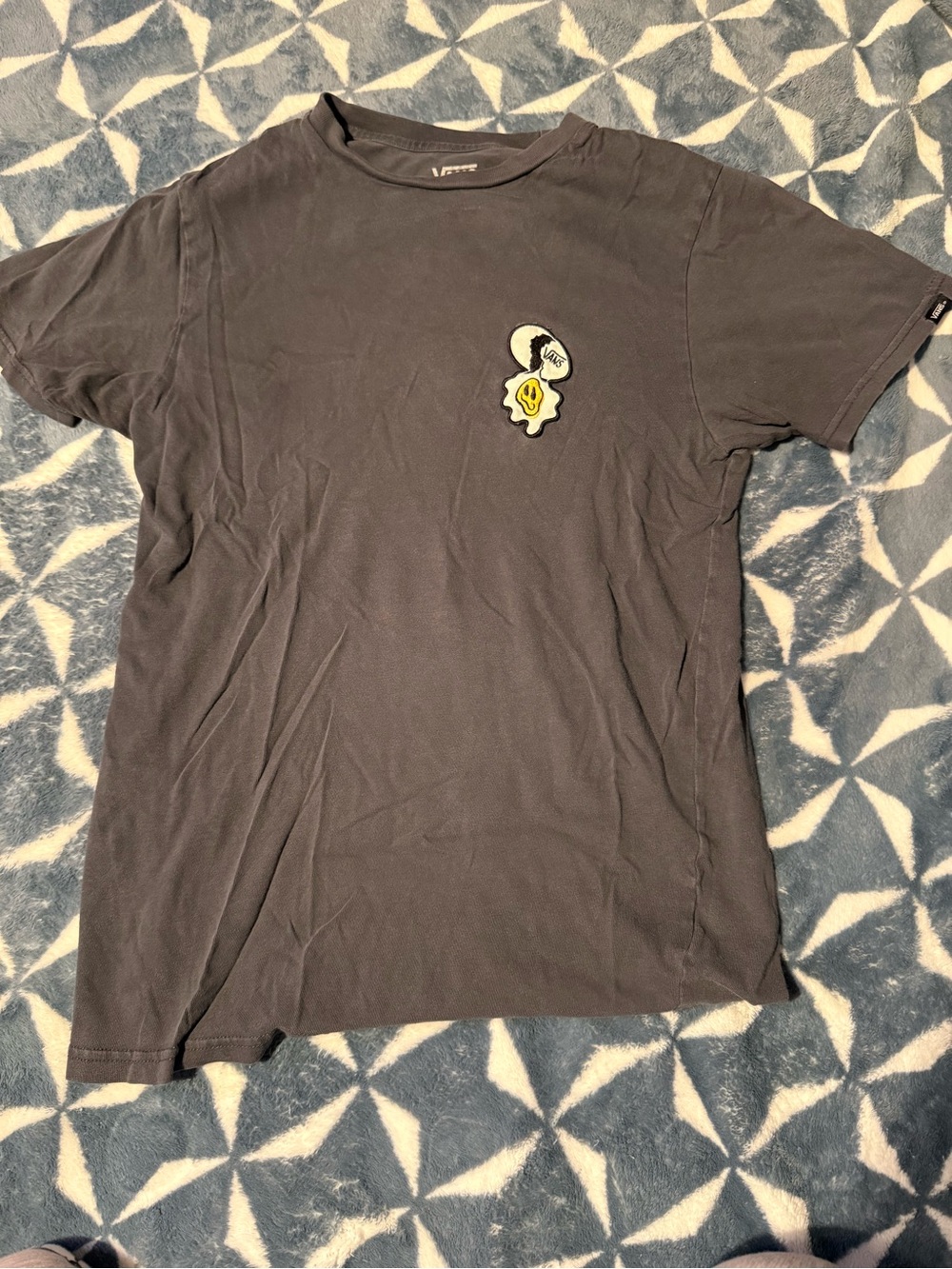 Vans Women’s Charcoal Gray Short Sleeve Graphic Tee with Yellow Patch